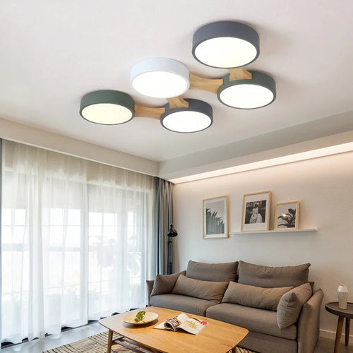 plafonnier moderne en bois avec éclairage led intérieur - vue 2 sur 36