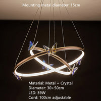 lustre led papillon avec cordon réglable pour décoration intérieure