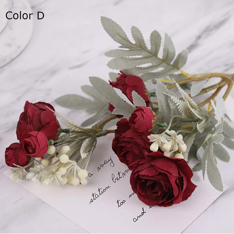 bouquet de roses artificielles en tissu pour déco mariage et maison - vue 9 sur 14