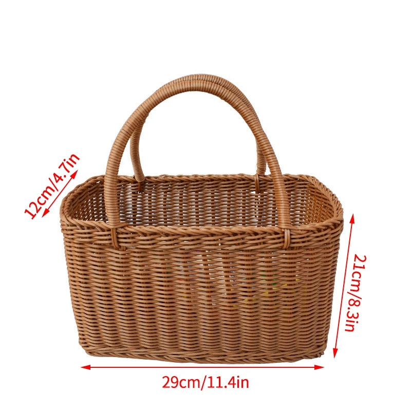 panier de pique-nique en osier pour rangement et courses - vue 20 sur 22
