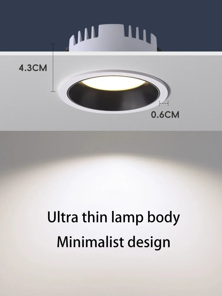 downlight led ultra mince en aluminium anti-éblouissement pour maison - vue 2 sur 15