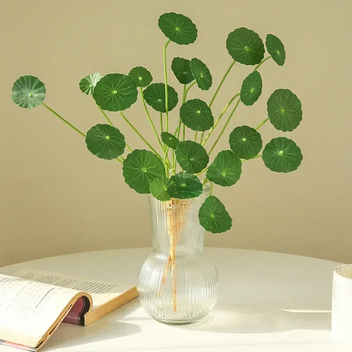 plante artificielle décoration verte feuilles lotus pour intérieur et extérieur - vue 5 sur 7