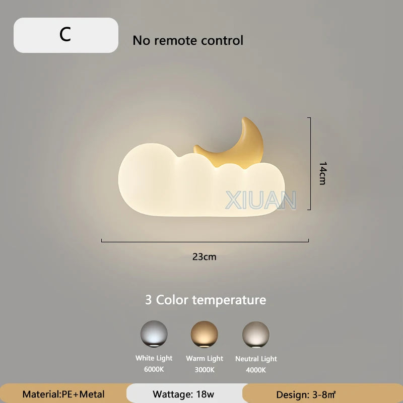 applique murale nordique led pour enfants motifs animaux lune soleil - vue 12 sur 13