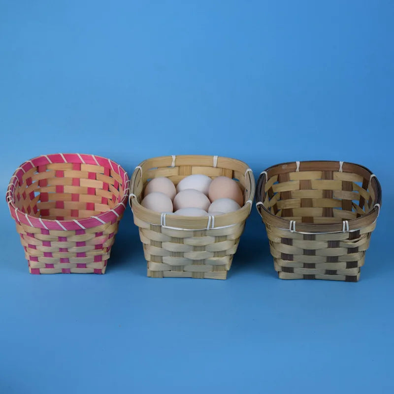panier en bambou tressé pour œufs pain fruits et pique-nique - vue 5 sur 6