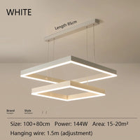 Modern Square LED Chandelier, White Living Restaurant, Kitchen, Bedroom, Rectangular Chandelier, Chandelier