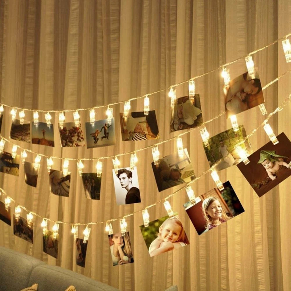 guirlande lumineuse led avec support photo pour décoration festive - vue 3 sur 8