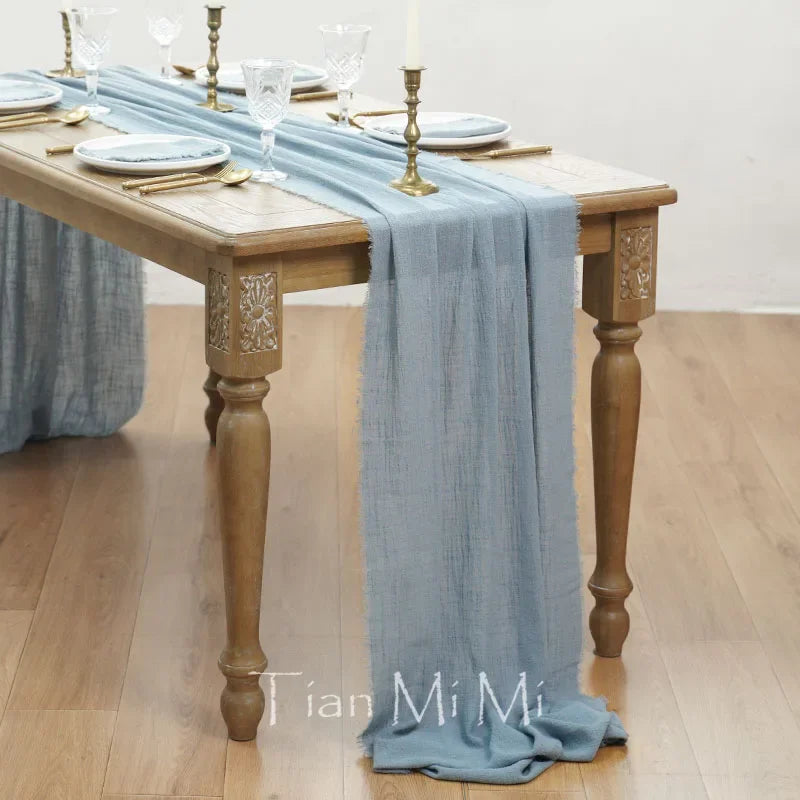 Chemin de table coton gaze style vintage mariage - vue 14 sur 29