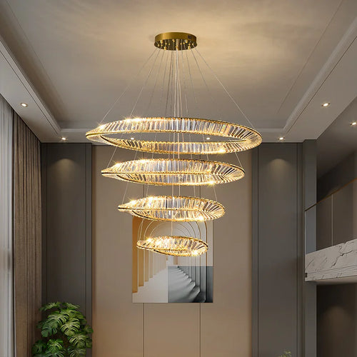 suspension moderne en aluminium et cristal led - vue 3 sur 14