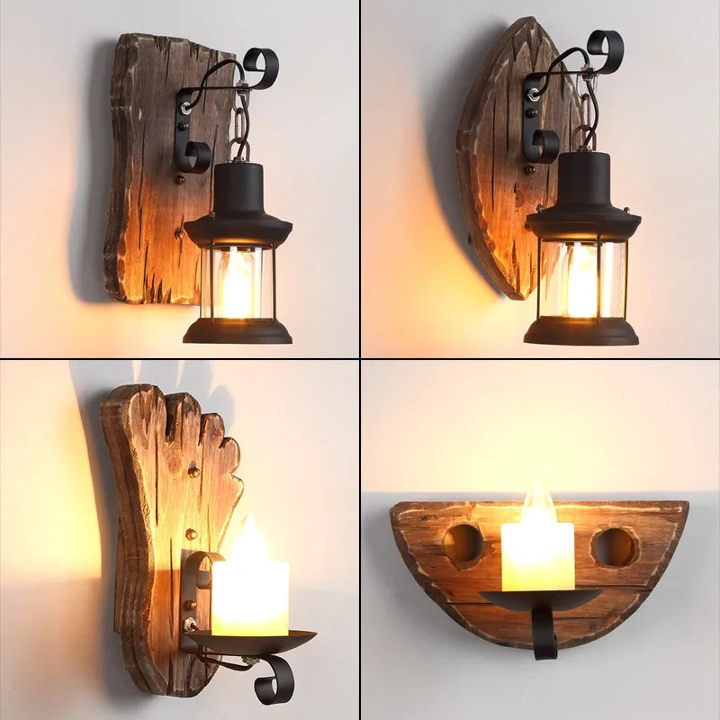 Applique murale LED industrielle rétro en bois - vue 3 sur 21