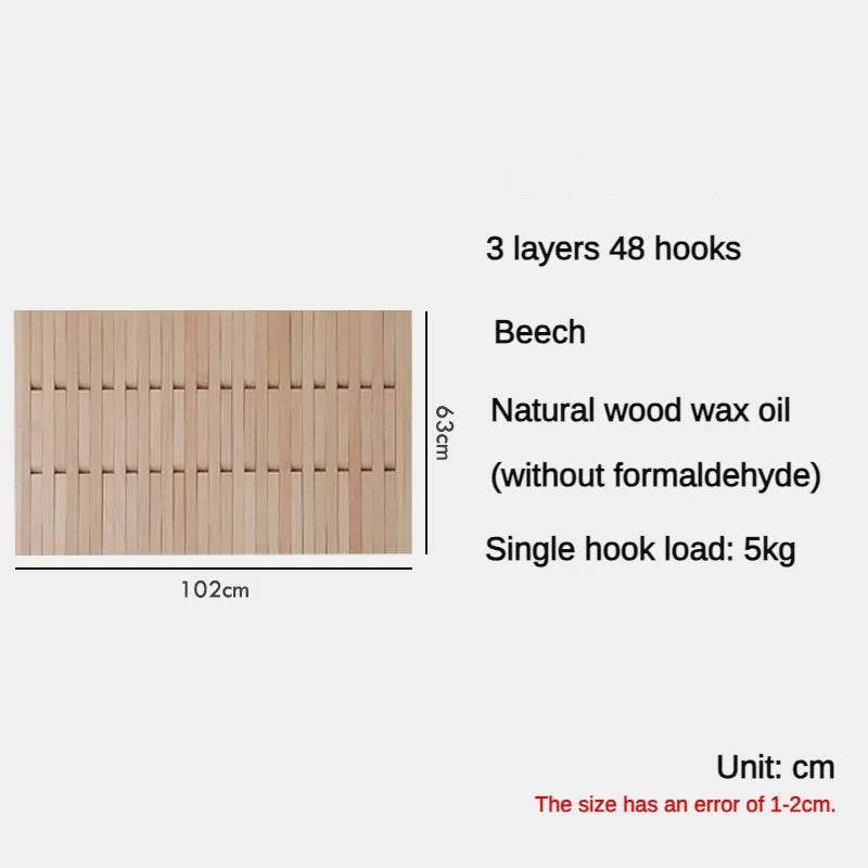 porte-manteau mural en bois pour vêtements et clés - vue 11 sur 18