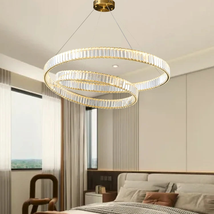 suspension led moderne en cristal design élégant et réglable - vue 6 sur 9