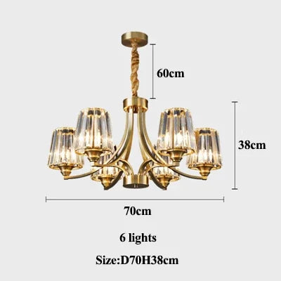 SANDYHA moderne cristal cuivre lustres nordique luxe Design intérieur décor à la maison lampe à LED pour salon salle à manger chambre - vue 9 sur 10