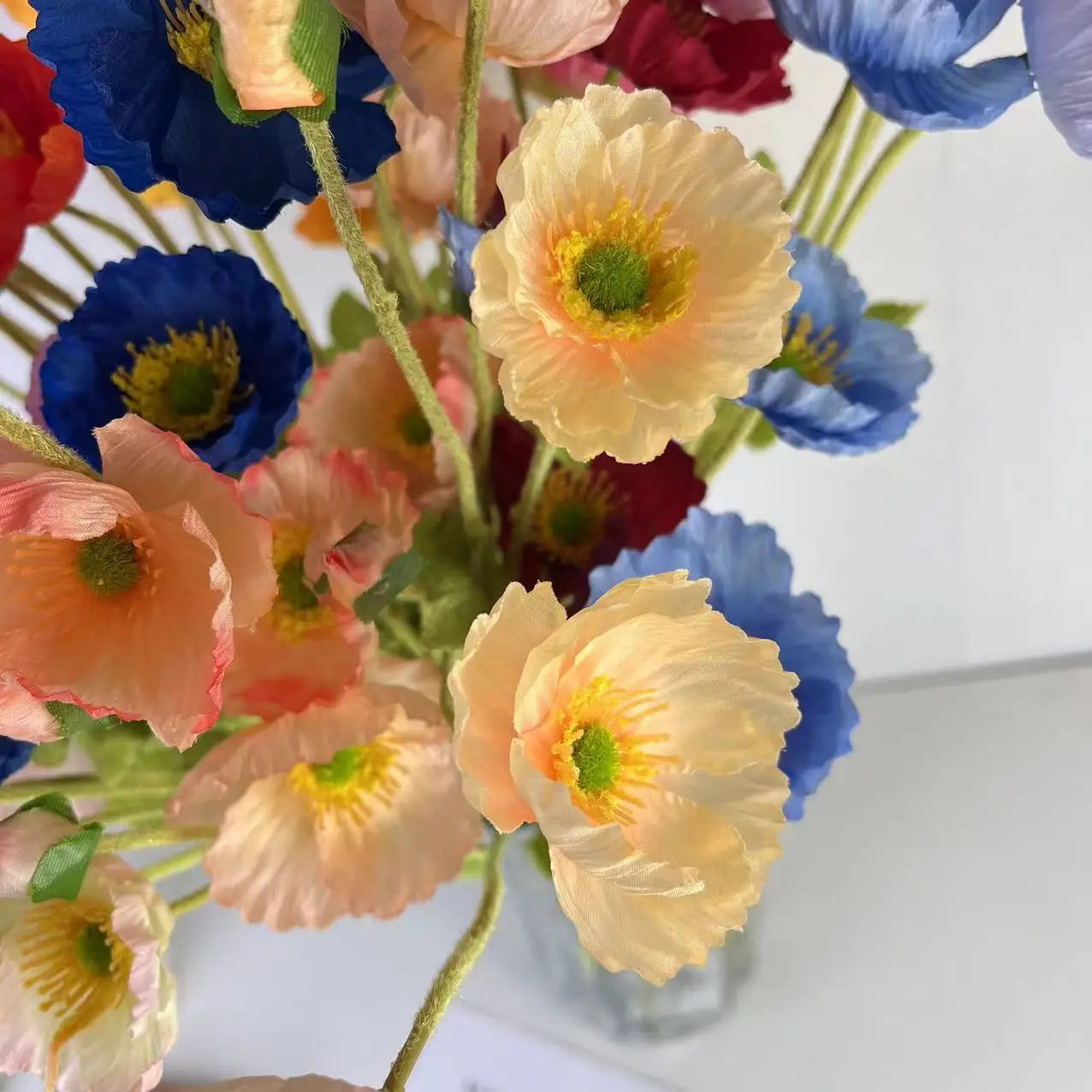 fleurs de pavot artificielles en soie pour décoration et événements - vue 2 sur 21