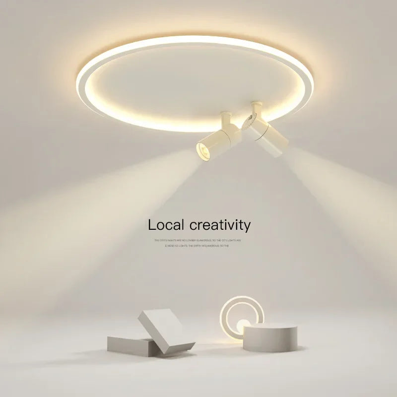 plafonnier moderne à leds avec projecteur lustre luminaire - vue 3 sur 12