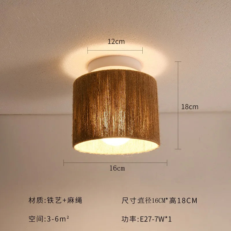 plafonnier en corde de chanvre style japonais rétro pour intérieur accueillant - vue 8 sur 8