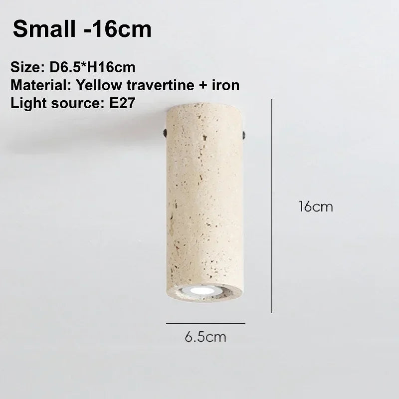 plafonnier cylindrique en travertin jaune clair à montage surface - vue 8 sur 8