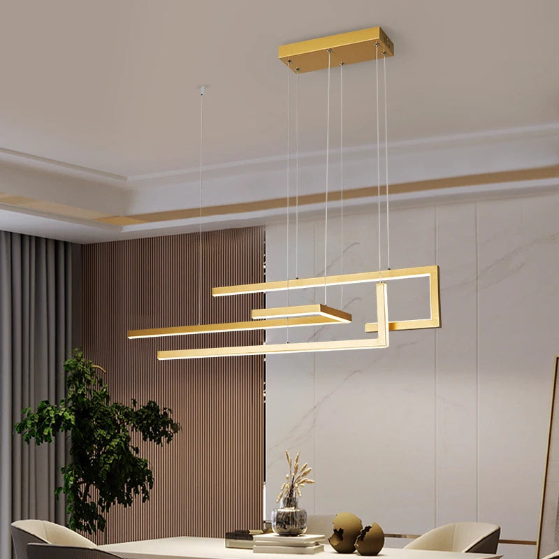 suspension à led moderne design rectangulaire intensité variable - vue 3 sur 10