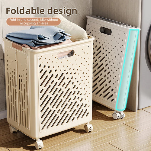 panier à linge pliable avec roulettes grande capacité multifonctionnel - vue 2 sur 14