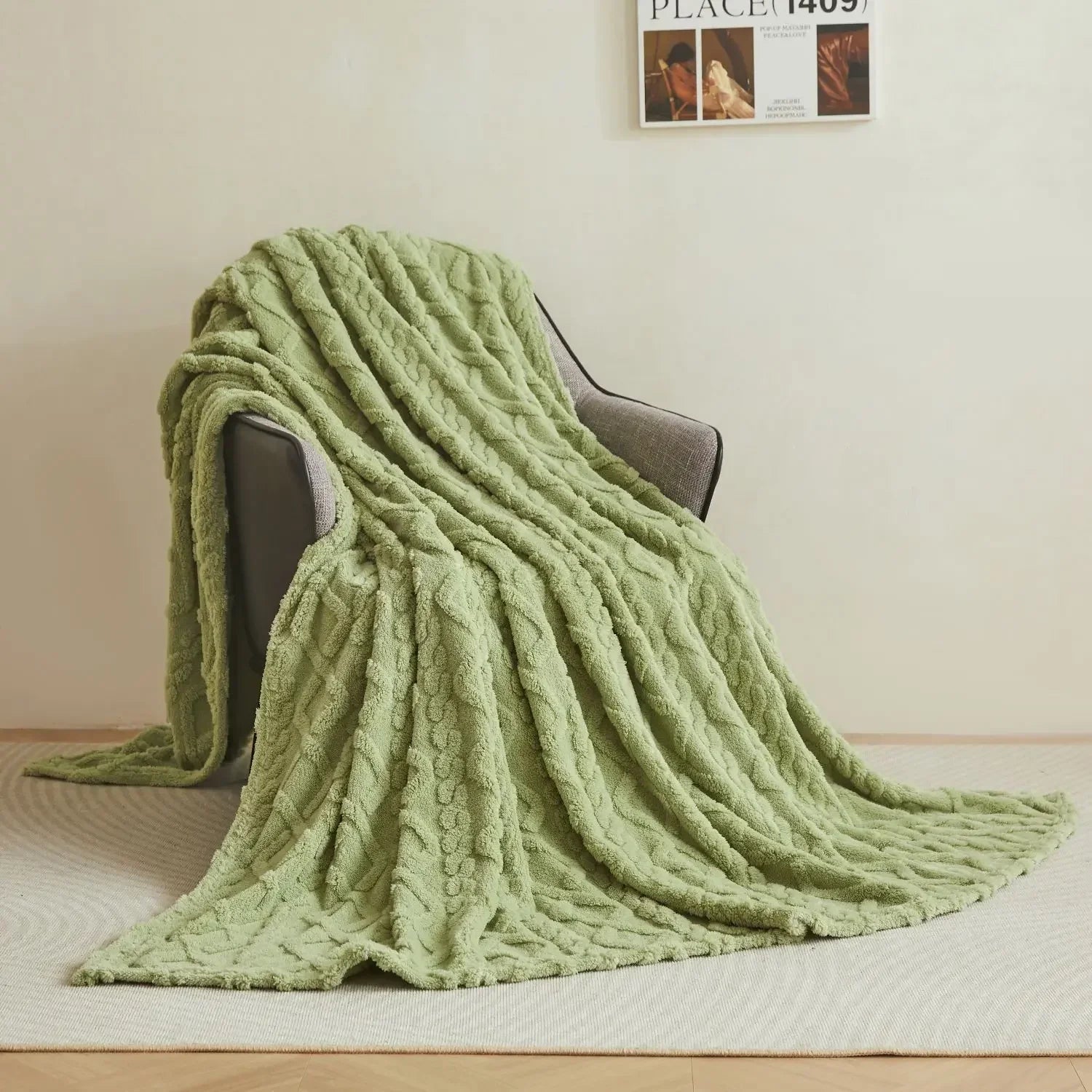 Plaid flanelle polaire doux et chaud uni - vue 7 sur 7