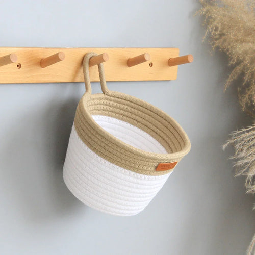 panier moderne en corde tissée pour rangement suspendu - vue 4 sur 8