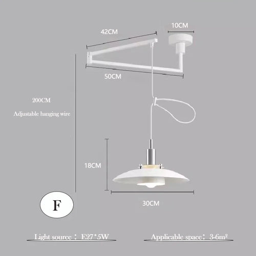lustre minimaliste extensible rotatif avec bras pivotant pliable - vue 9 sur 13