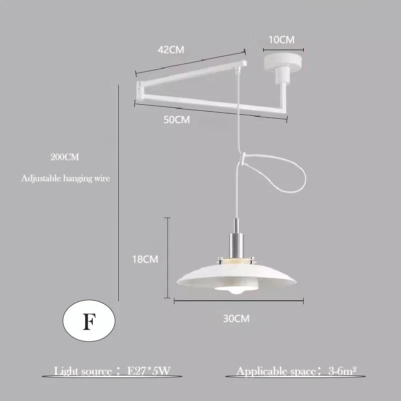 lustre minimaliste extensible rotatif avec bras pivotant pliable - vue 8 sur 13