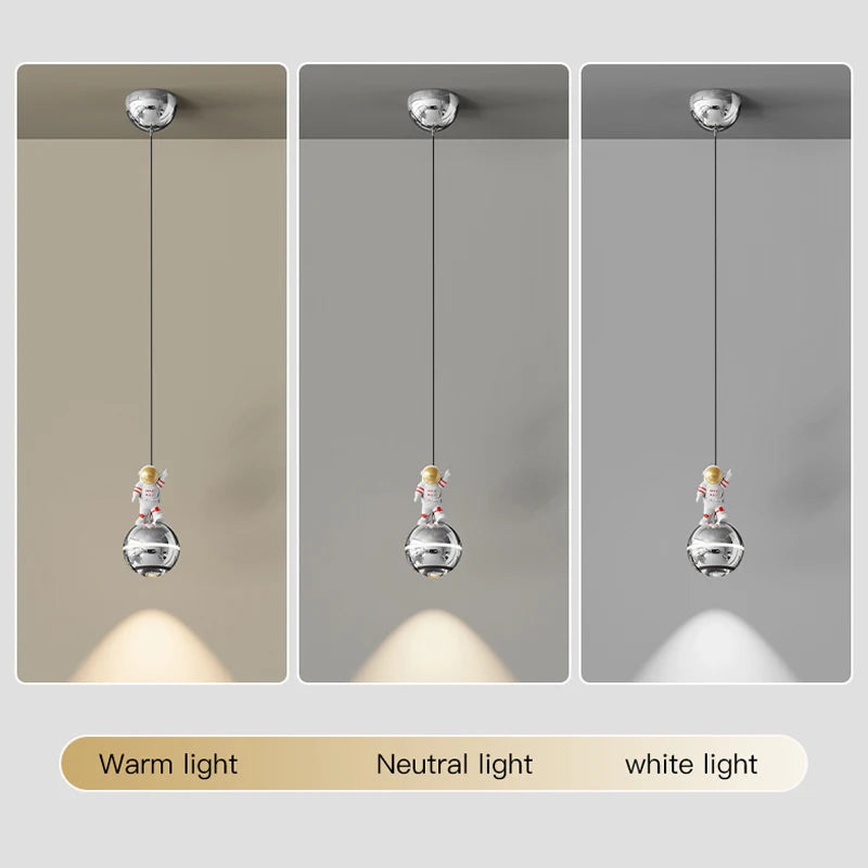 lustre moderne led design astronaute petites suspension - vue 5 sur 18