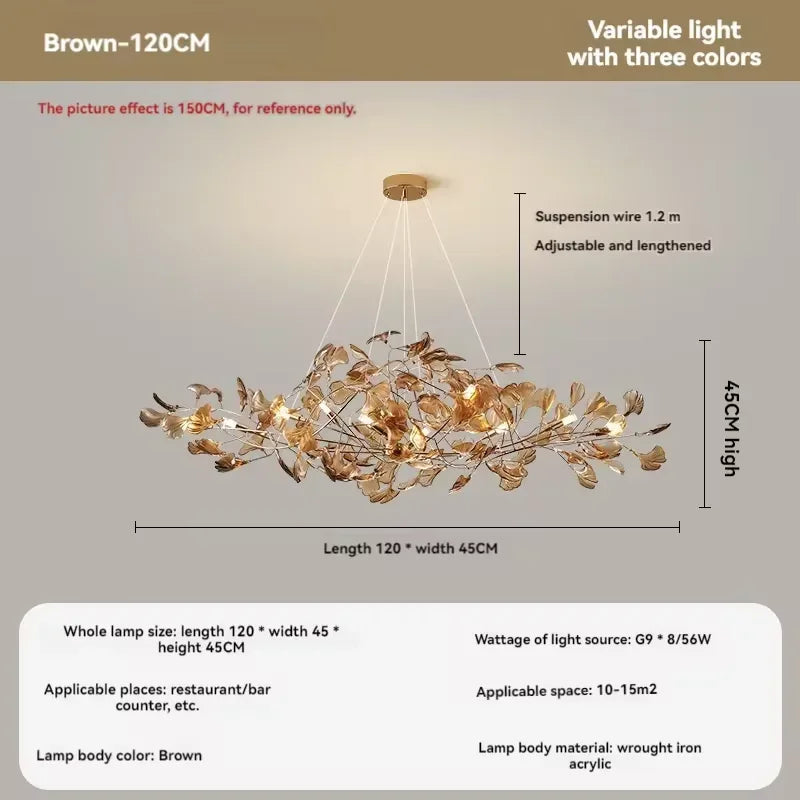 lustre romantique nordique artpad avec feuilles en acrylique pour la maison - vue 14 sur 21