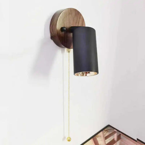 applique murale japonaise en bois avec interrupteur et rotation - vue 2 sur 6