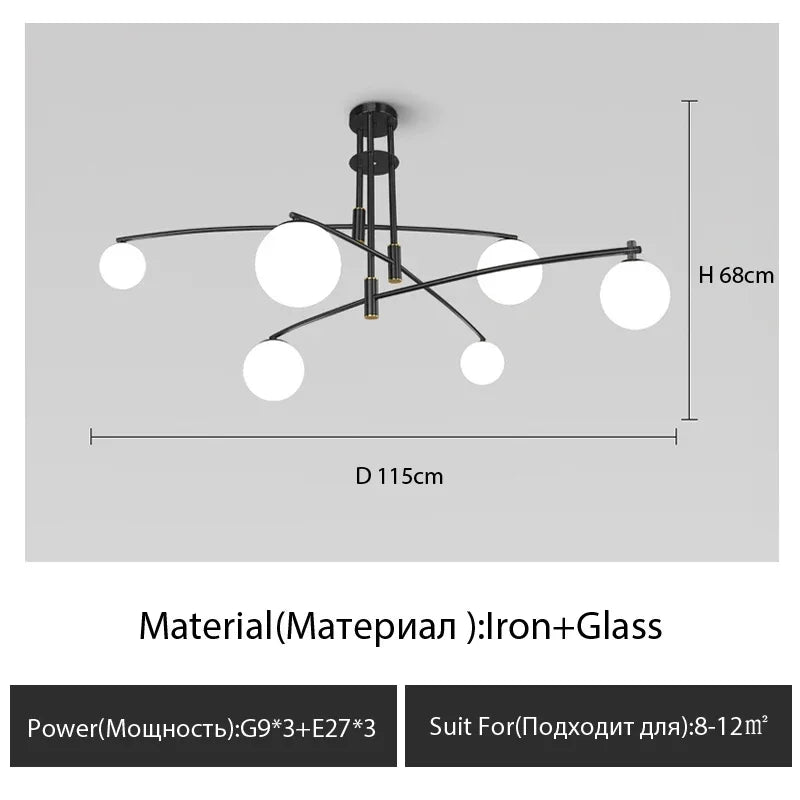 lustre moderne en verre style nordique pour décoration intérieure - vue 12 sur 12
