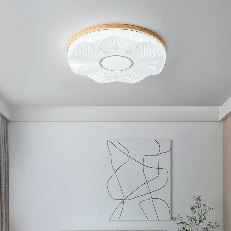 plafonnier led encastré en bois créatif nordique loft éclairage - vue 3 sur 10