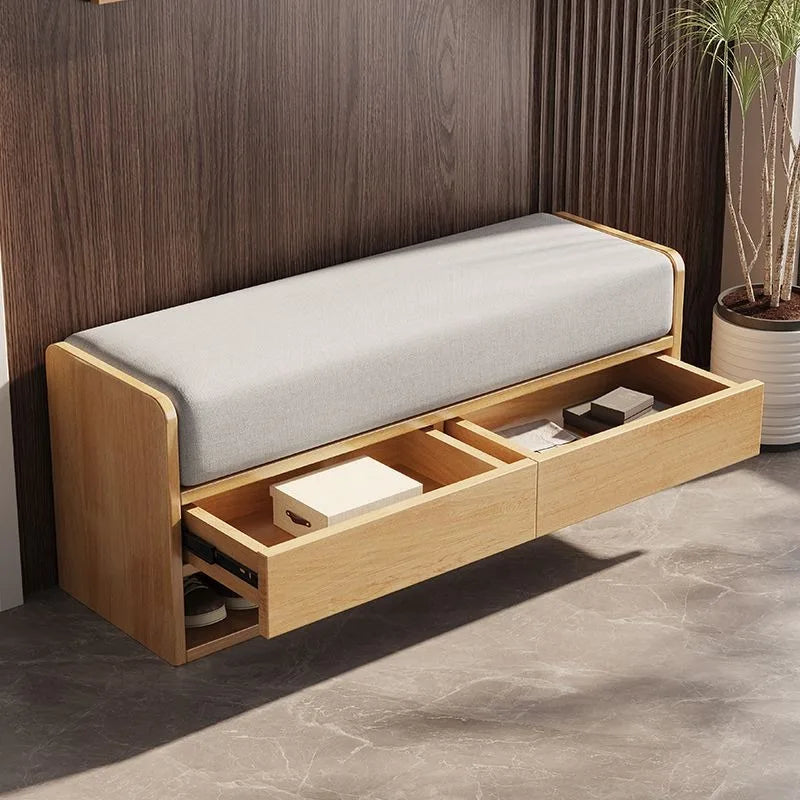 tabouret à langer nordique en bois avec rangement intégré - vue 2 sur 14