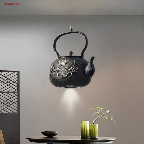Asie du Sud-Est Rétro Vintage Résine Théière Suspension Led Lumières Cuisine Salle À Manger Loft Déco Pays Suspension Luminaire Design - vue 3 sur 6