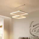 Modern Square LED Chandelier, White Living Restaurant, Kitchen, Bedroom, Rectangular Chandelier, Chandelier