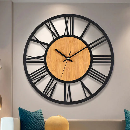 grande horloge murale 3d nordique rétro chiffres romains décorative silencieuse - vue 2 sur 7
