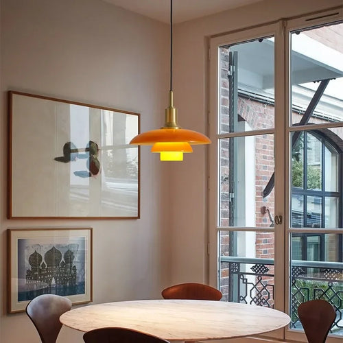 suspension design danois abat-jour en verre lumineux décoratif - vue 3 sur 12