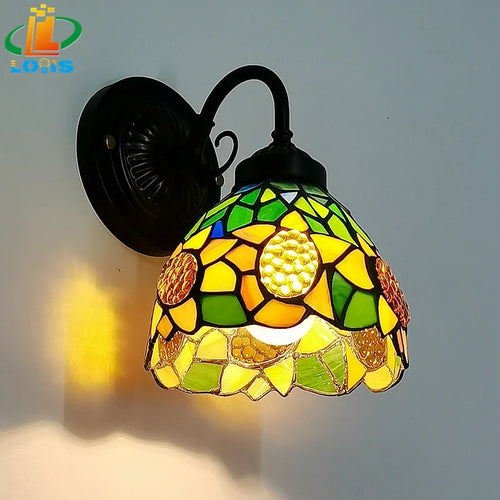 applique murale tiffany vitrail tournesol pour éclairage intérieur - vue 3 sur 6