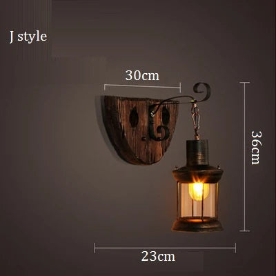 applique murale industrielle en bois style loft vintage - vue 9 sur 19