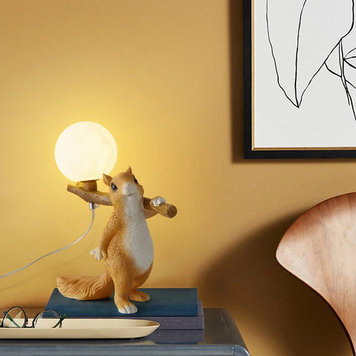 Nordique créatif LED dessin animé Animal écureuil lampe de Table chambre lampe de chevet bureau chambre d'enfants lampes décoratives - vue 7 sur 6