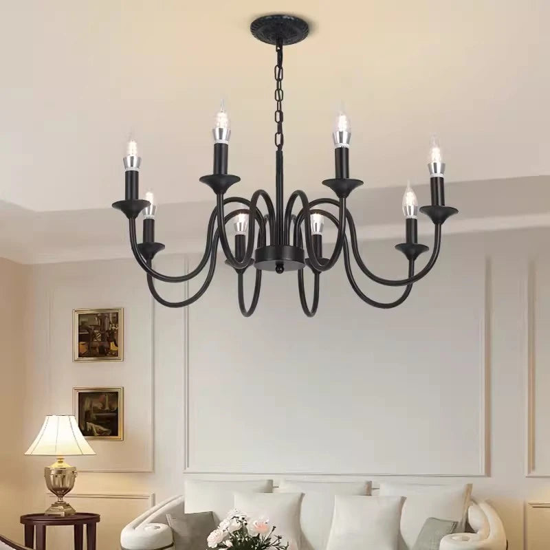 lustre rustique classique en fer pour décoration intérieure - vue 3 sur 10