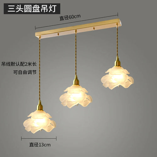 suspension rétro à pétales en laiton et verre pour décoration intérieure