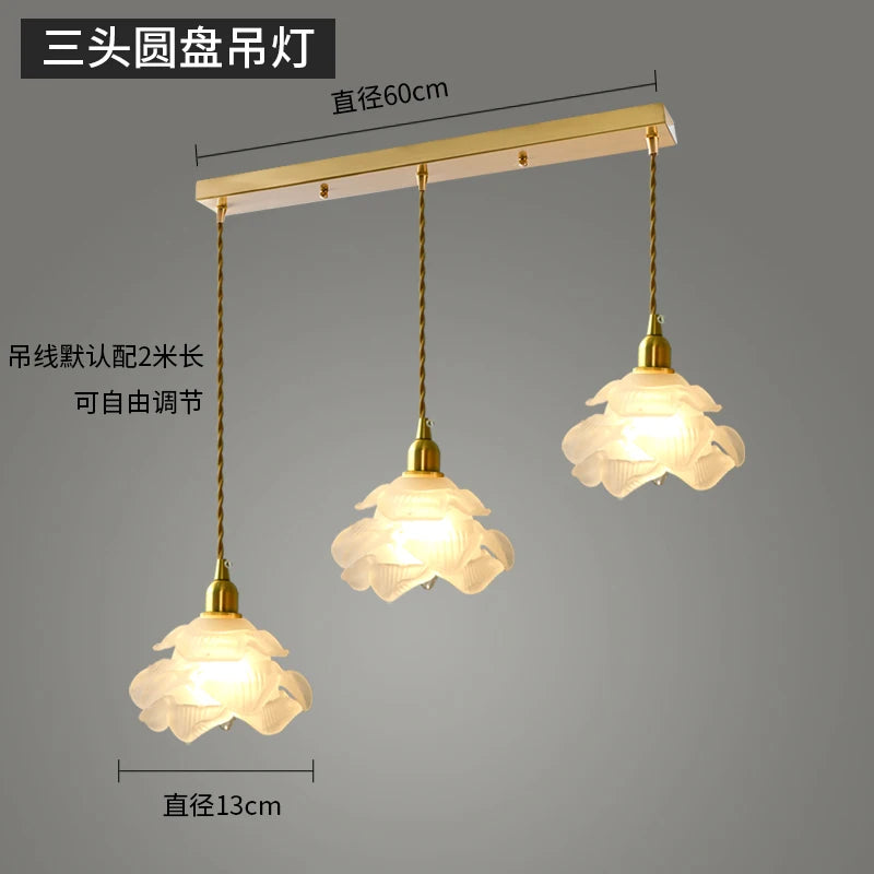 suspension rétro à pétales en laiton et verre pour décoration intérieure