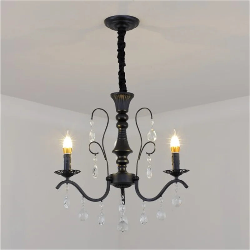 lustre en fer forgé avec suspensions en cristal pour intérieur élégant - vue 1 sur 10