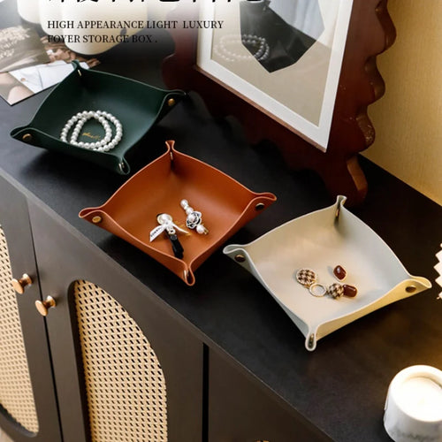 boîte de rangement en cuir pour clés et cosmétiques - vue 2 sur 7