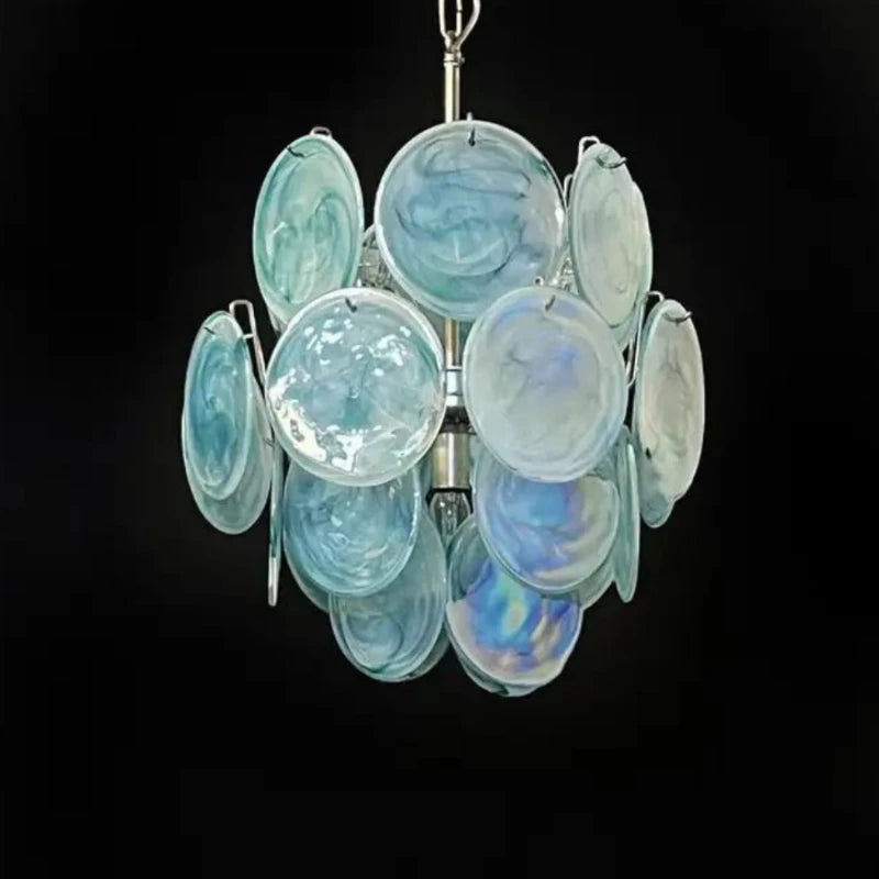 lustre suspendu en verre coloré fait main en italie - vue 5 sur 5