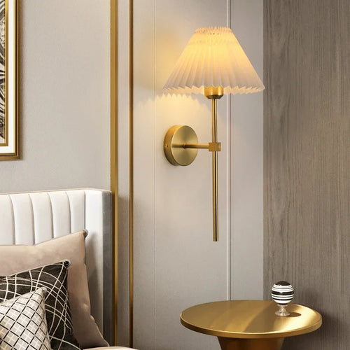 applique murale moderne plissée tissu éclairage hôtel nordique créatif - vue 3 sur 10