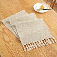 Chemin de table lin beige brodé style rustique