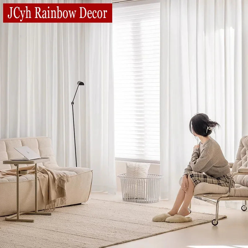 Voilage moderne en tulle uni pour salon chambre - vue 3 sur 7