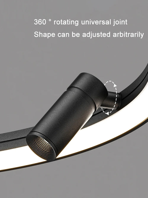 lustre led simple et moderne avec anneau suspension noir - vue 4 sur 9