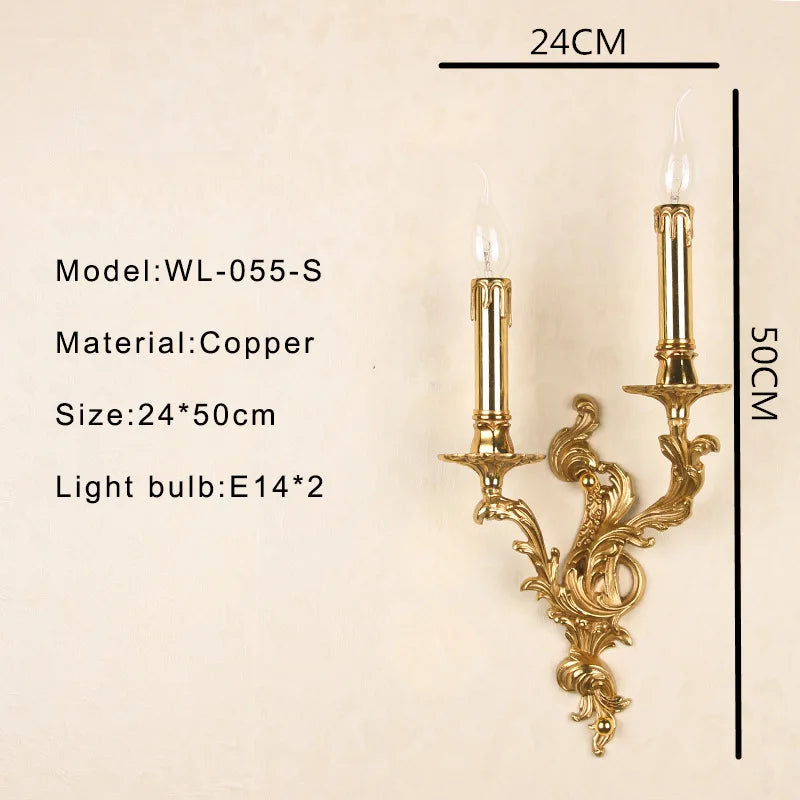 applique murale vintage rococo en laiton et cuivre - vue 6 sur 10